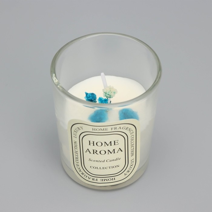 Свеча ароматическая в стакане "Sweet Love", белый чай, цветы МИКС, 5,5х6,5 см