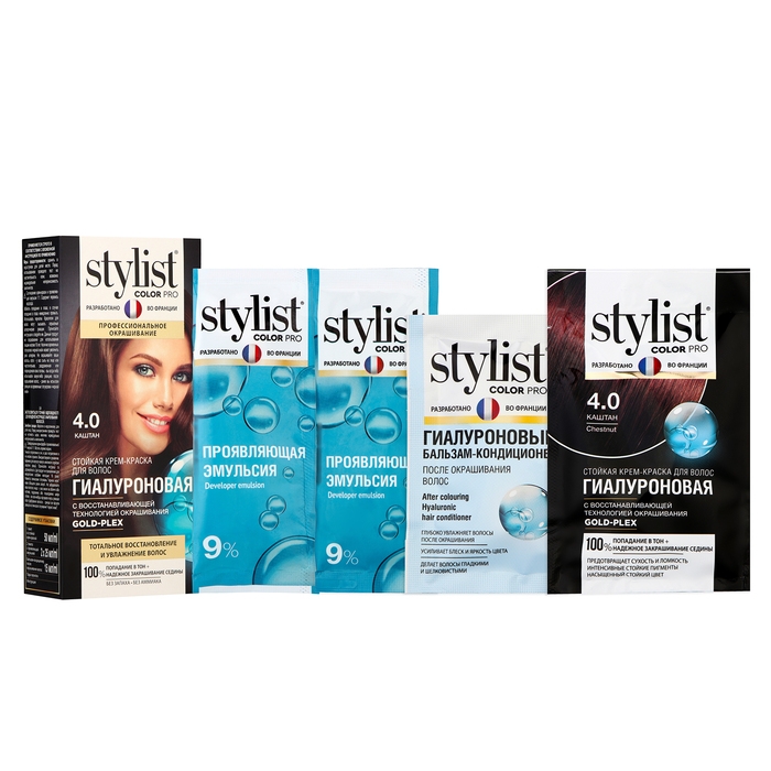 Стойкая крем-краска Гиалуроновая серии STYLIST COLOR PRO Тон Каштан, 115 мл Стойкая крем-краска Гиалуроновая серии STYLIST COLOR PRO Тон Каштан, 115 мл
