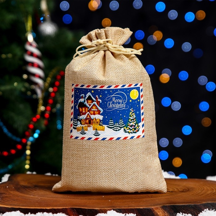 Новый год. Мешок подарочный с термонаклейкой, 16 х 24 см