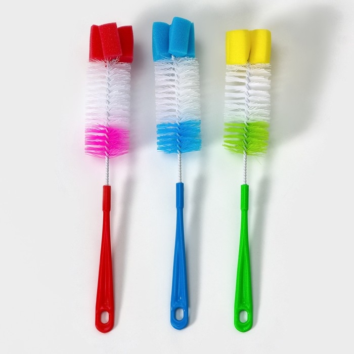 Ёршик для посуды с губкой Доляна, 5&times;34 см, цвет МИКС