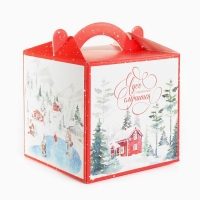 Коробка кондитерская с окном, сундук, &laquo;Чудо&raquo; 20 х 20 х 20 см, Новый год