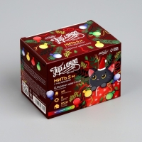 Гирлянда &laquo;Нить&raquo; 5 м с насадками &laquo;Шарики цветные&raquo;, IP20, тёмная нить, 30 LED, свечение мульти, 8 режимов, 220 В