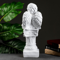 Фигура гипс &laquo;Ангел на пьедестале&raquo;, белый, 15&times;15&times;42 см