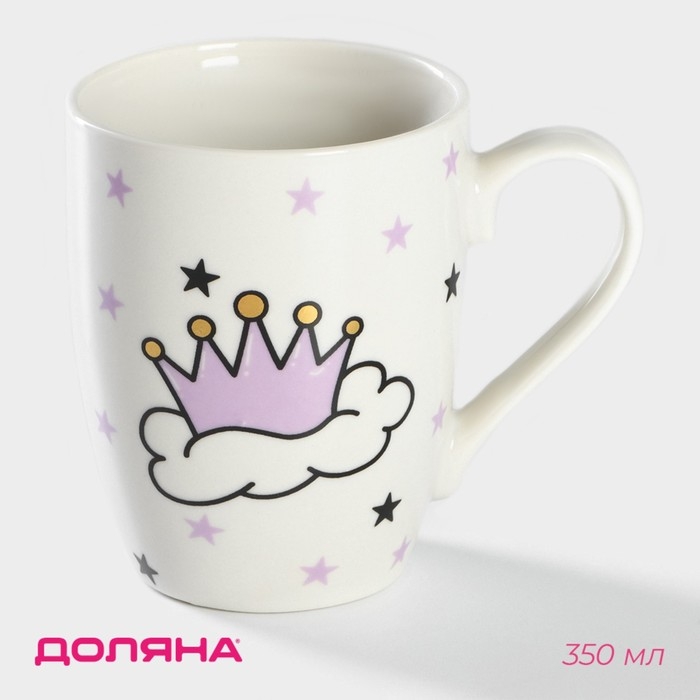 Кружка фарфоровая Доляна &laquo;Принцесса&raquo;, 350 мл, цвет белый