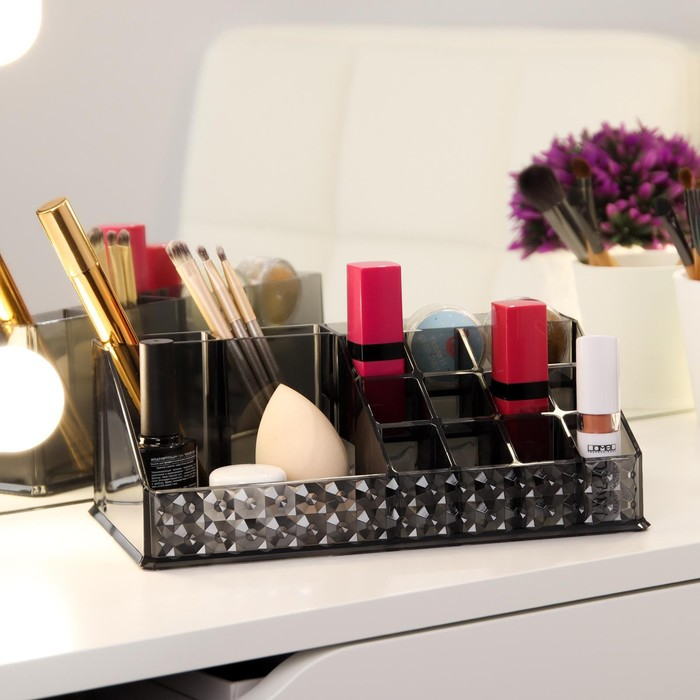 Органайзер для хранения, 16 секций, 12,5 &times; 21,5 &times; 8 см, цвет чёрный