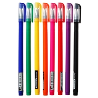 Набор шариковых ручек 8 цветов,1 мм, однотонный цвет корпуса софтач, в блистере