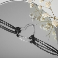 Чокер &laquo;Сердце&raquo;, цвет чёрный в серебре, L= 35 см