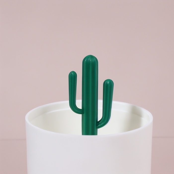 Органайзер для ватных палочек «КАКТУС», с крышкой, d = 7 × 11 см, цвет белый/прозрачный Органайзер для ватных палочек «КАКТУС», с крышкой, d = 7 × 11 см, цвет белый/прозрачный