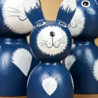 Набор сувенирный "Зайки" дерево H 14, 12, 9 см, цв. синий