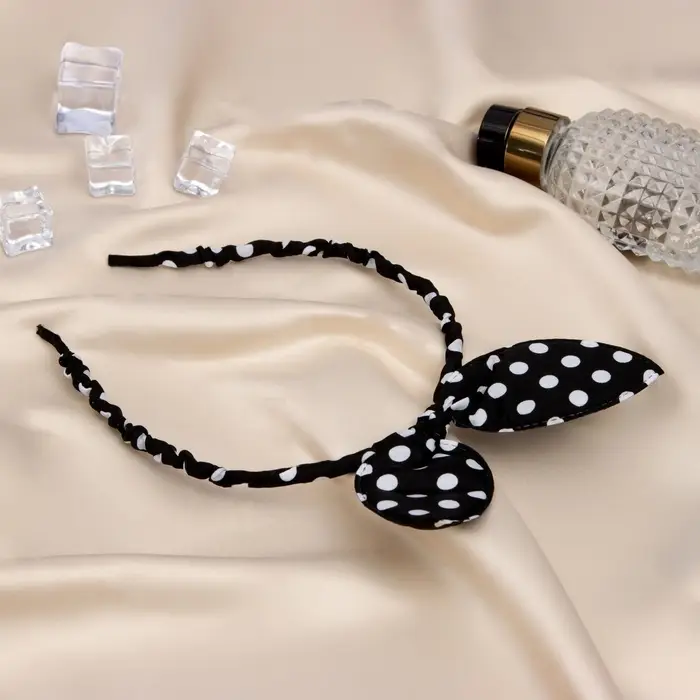 Ободок для волос Выбражулька &laquo;Веселые ушки&raquo;, горох, чёрный