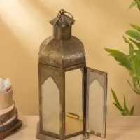 Подсвечник фонарь "Золотой шатёр" железо 20х20х42 см