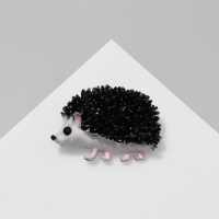 Брошь &laquo;Ёжик&raquo; лесной, цвет чёрно-белый в серебре