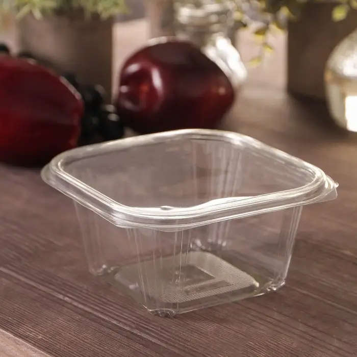 Контейнер одноразовый с неразъёмной крышкой КР-СК, пластик, 500 мл, 13.7&times;14.2&times;6.8 см, прозрачный
