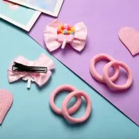 Набор для волос "София" (4 резинки, 2 зажима) бантик карамельки, розовый
