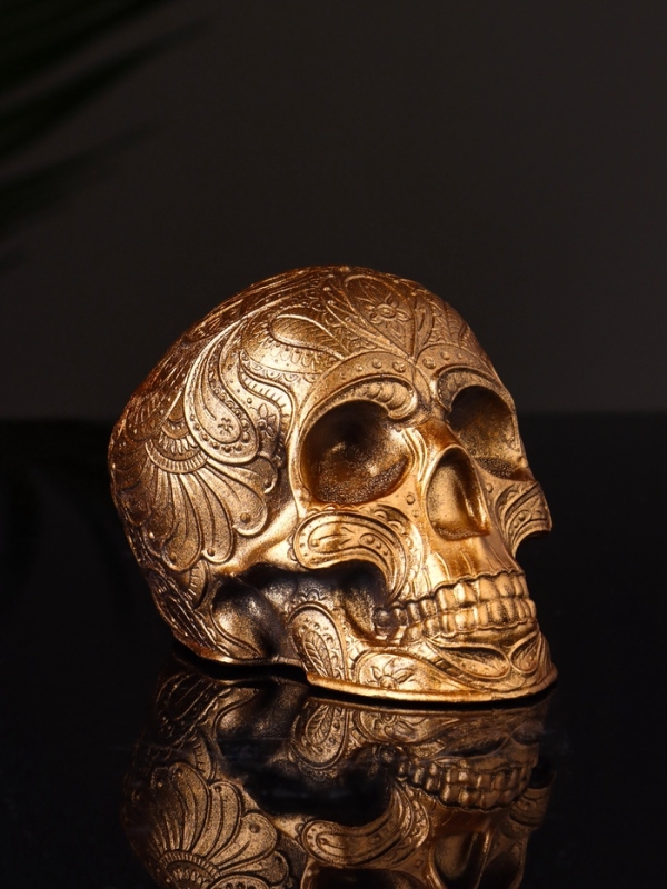 Фигура "Череп с орнаментом" 6х5х5 см, бронза