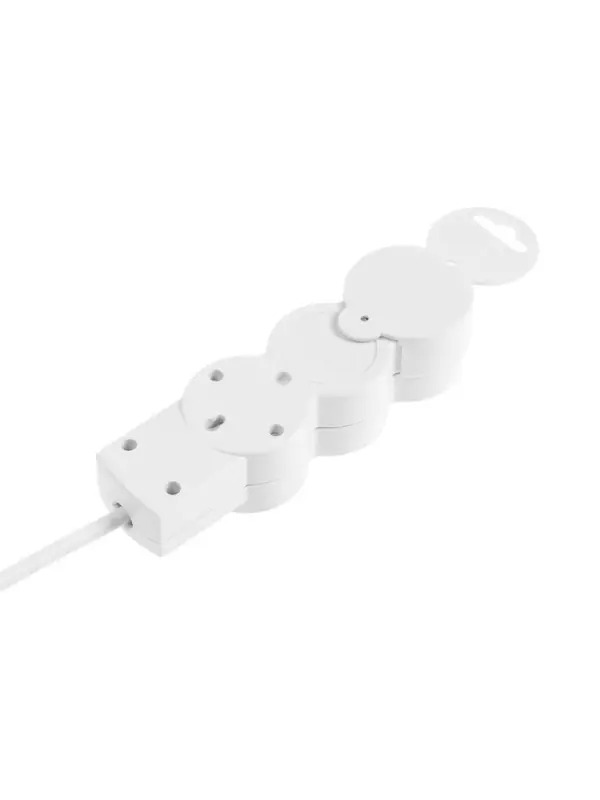 Удлинитель бытовой В приДАЧУ, 3 гнезда, 1,5м, 10 А, 2200 вт, ПВС 2&times;0,75мм2, без заземления, белый 10