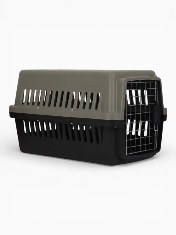 Переноска для животных с пластиковой дверью 59 x 36 x 35 см, темно-серая (+поддон решоткойи   108079