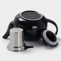 Чайник заварочный &laquo;Глянец&raquo;, 1100 мл, черный, металл сито