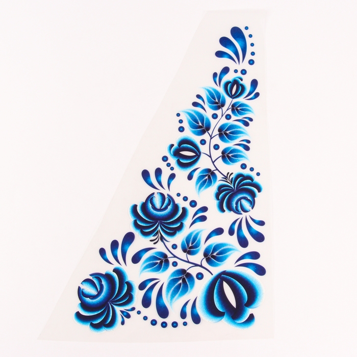 Термотрансфер &laquo;Гжель цветы&raquo;, уголок слева, 20 х 35 см, набор 10 шт.