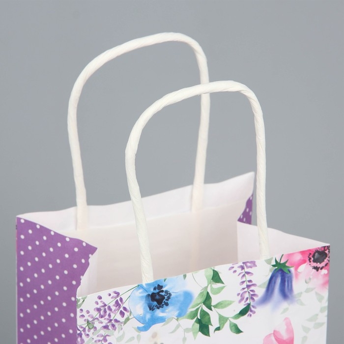 Пакет подарочный крафтовый, упаковка, &laquo;Для тебя&raquo;, цветы, 12 х 21 х 9 см