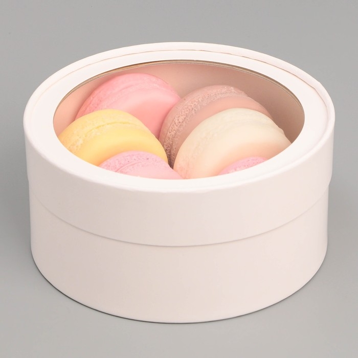 Коробка для макарун, кондитерская упаковка тубус с окном «Белый», 16 х 16 х 7 см Коробка для макарун, кондитерская упаковка тубус с окном «Белый», 16 х 16 х 7 см