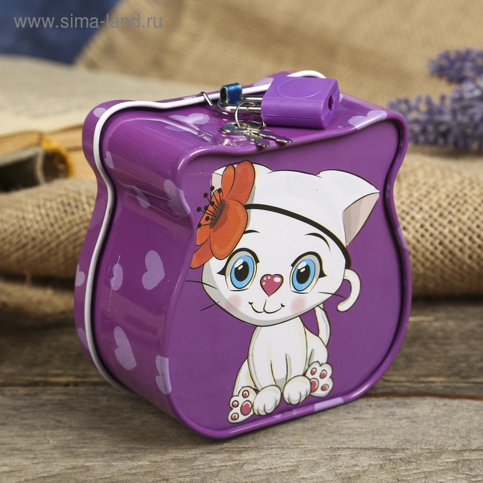Копилка металл "Милый котёнок" МИКС 8,5х9х4,5 см