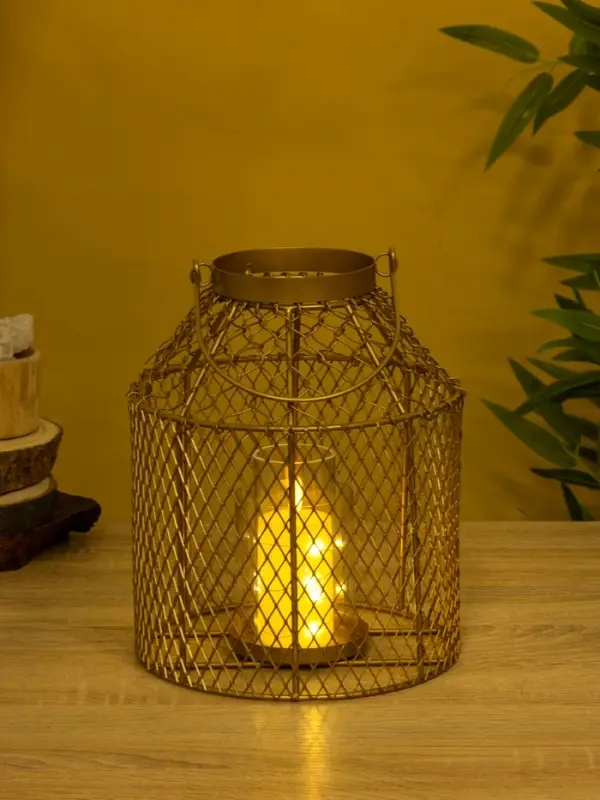 Подсвечник фонарь со стеклянной колбой 20х20х26 см, d 10 см, металл, цв. золото