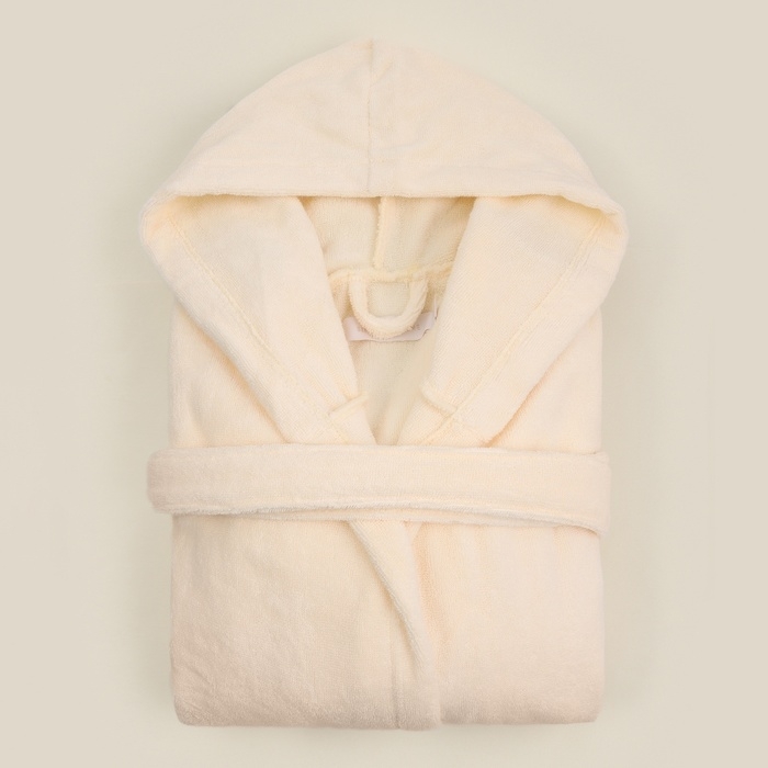 Халат махровый с капюшоном женский SL HOME: Basic "Айвори", р-р S, 100% хл, 420 г/м2