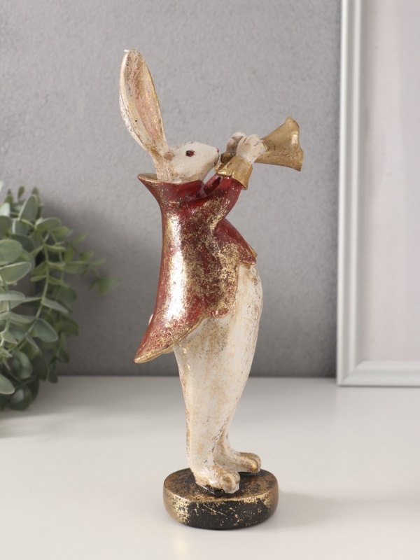 Сувенир полистоун "Кролик в пиджаке с трубой" 7,5х9х25 см