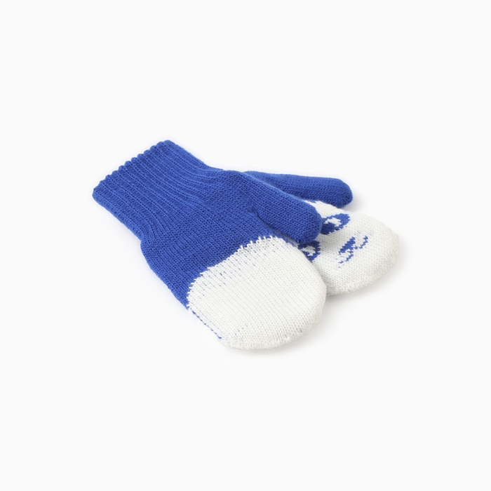 Варежки двойные детские "Мишка", цвет голубой, р-р 12