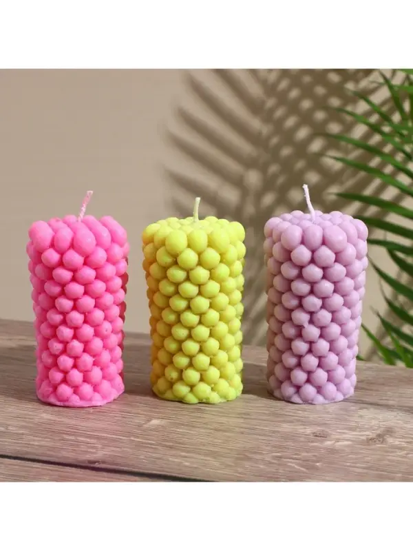 Свеча "Столб шарики" 5х5х9 см, соевый воск, микс