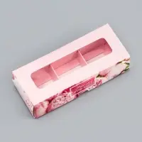 Коробка с обечайкой для 3 конфет, с окном &laquo;Праздничный букет&raquo;, 13&times;5&times;3.3 см