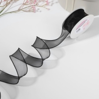 Лента капроновая &laquo;Волна&raquo;, с блеском, 40 мм, 10 &plusmn; 1 м, цвет чёрный №42