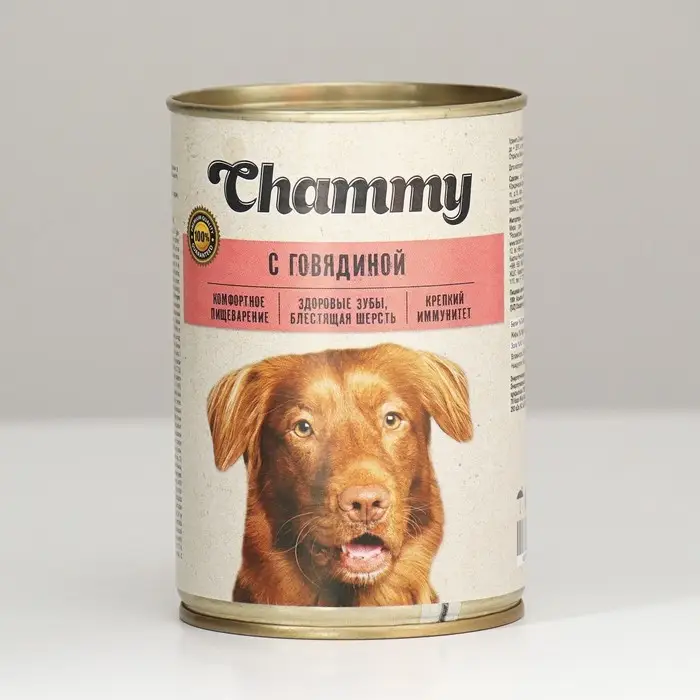 Влажный корм Chammy для собак, говядина в соусе, 415 г