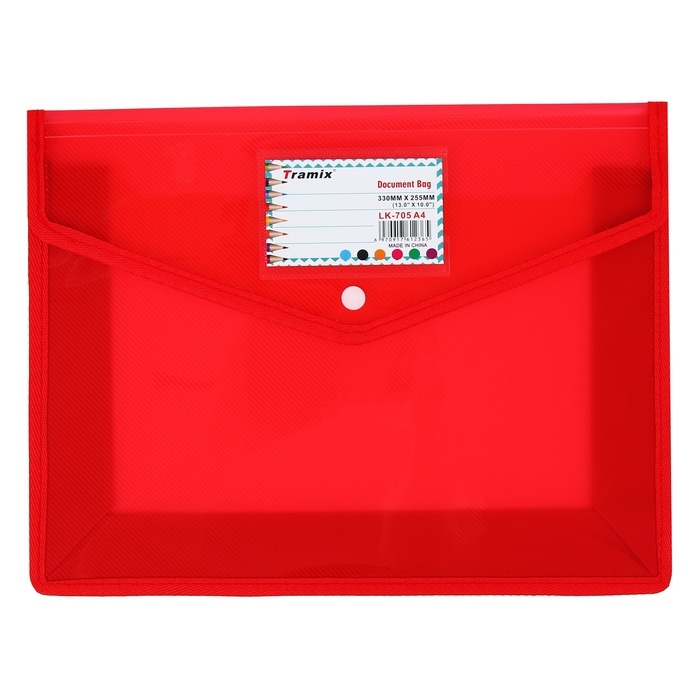 Папка-конверт на кнопке А4, 500 мкр, с расширением, горизонтальная, карман для визиток, МИКС