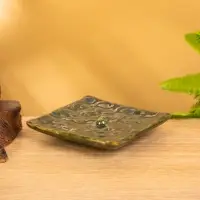 Подставка под благовония "Листва" керамика, цв. зелёный, 10х10х2 см