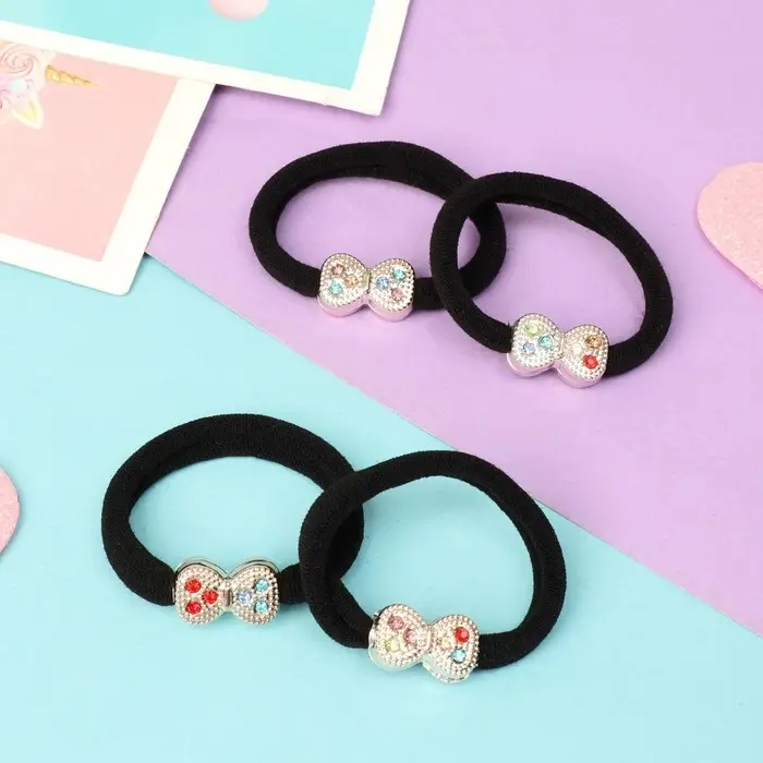 Резинка для волос "Цветная сказка" (набор 4 шт) бантик, 4,5 см