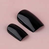 Накладные ногти &laquo;Однотонный чёрный&raquo;, 24 шт, клеевые пластины, форма квадрат, цвет глянцевый черный