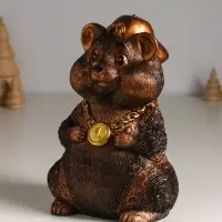 Копилка "Хомяк в кепке" 20 см, бронзовый