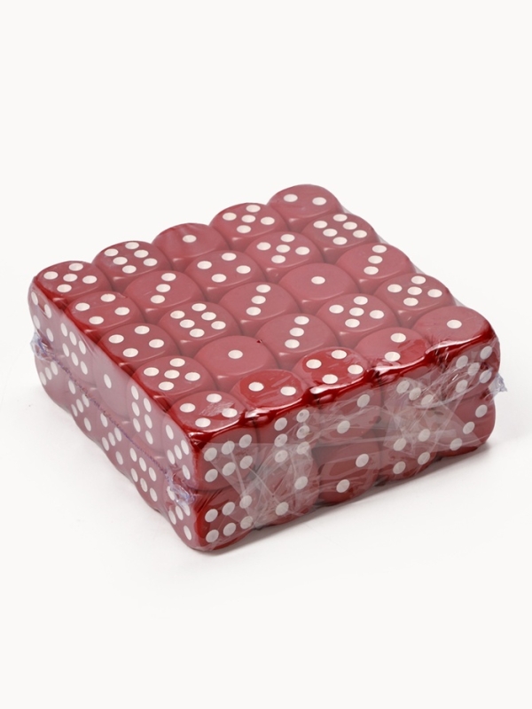 Кости игральные, 1.6 х 1.6 см, набор 50 шт, красные