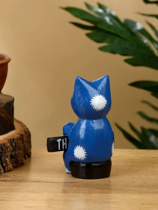 Сувенир "Кот с табличкой WELCOME" дерево 8х4х10 см, цв. синий