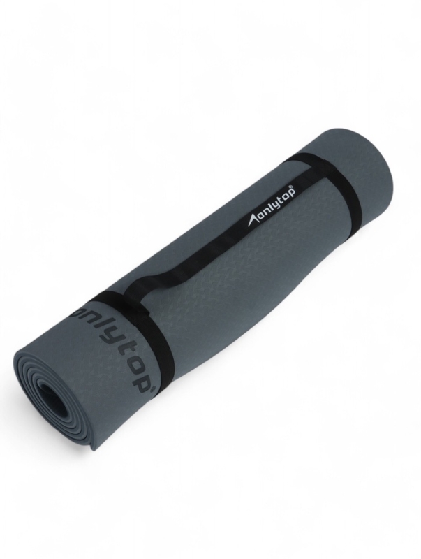 Коврик для фитнеса и йоги ONLYTOP, 183x61x 0,8 см, цвет графитовый/темно-серый