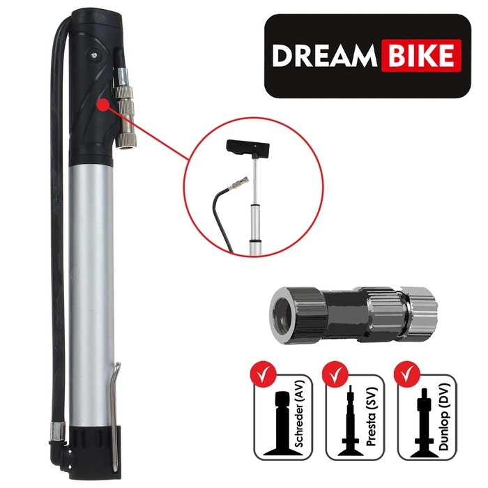 Насос телескопический Dream Bike, цвет серый Насос телескопический Dream Bike, цвет серый