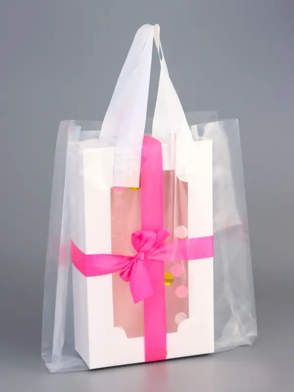 Пакет полиэтиленовый с боковой складкой и петлевой ручкой, прозрачный, 25&times;32+8 см &plusmn; 5% 60 мкм