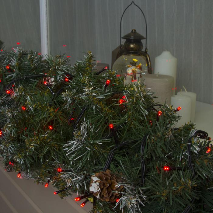 Гирлянда «Нить» 20 м, IP44, тёмная нить, 200 LED, свечение красное, 8 режимов, 220 В Гирлянда «Нить» 20 м, IP44, тёмная нить, 200 LED, свечение красное, 8 режимов, 220 В