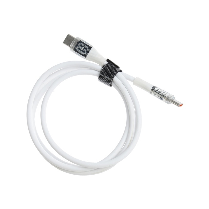 Кабель, 3 А, Type-C - Type-C, 66 W, прозрачный, TPE оплётка, 1 м, белый Кабель, 3 А, Type-C - Type-C, 66 W, прозрачный, TPE оплётка, 1 м, белый