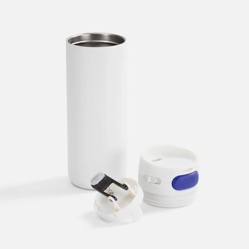 Термостакан X1 с цветной кнопкой, белый с синим