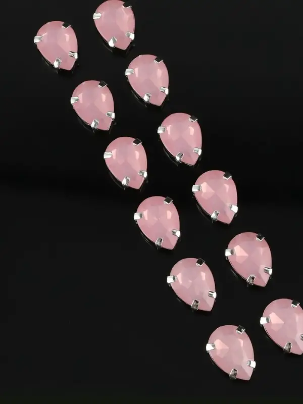 Стразы пришивные &laquo;Капля&raquo;, в цапах, 10&times;14 мм, 20 шт., розовые
