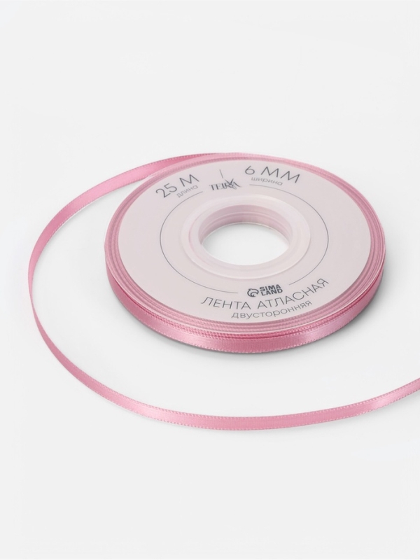 Лента атласная двухсторонняя №158 6мм*25&plusmn;1м сакура TR