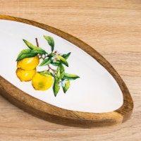 Блюдо в форме рыбки "Лимоны" дерево манго 32х11,5х2 см